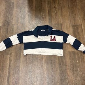 Stripped navy and cream Pull&Bear cropped long sleeve
